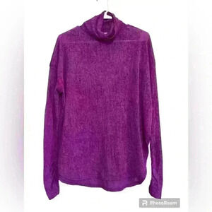 Free‎ People sheer purple cowl-neck top. Women’s size S/P